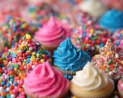 Cupcakes con chispas de colores